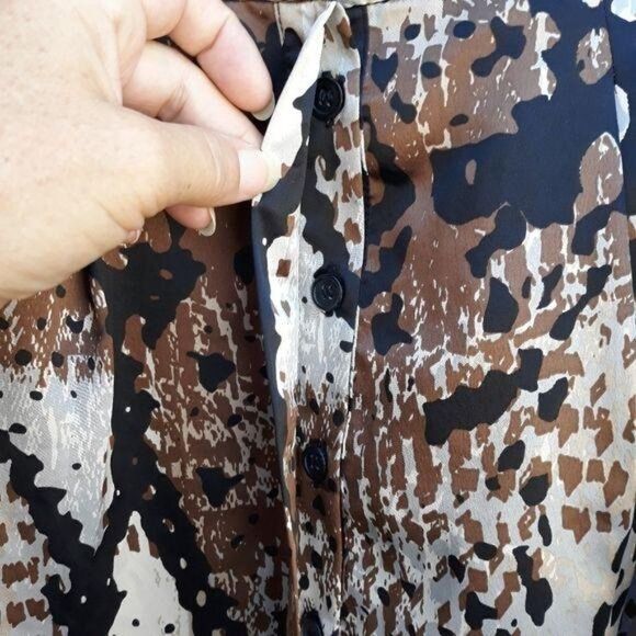 Vtg 90's Worthington Abstract Python Snake Satin Full Circle Skirt Pockets Sz 10 - Picture 7 of 11